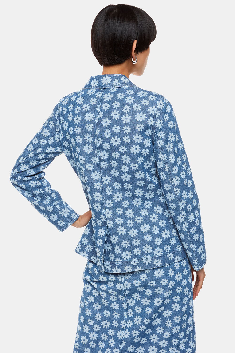 Graphic Daisy Denim Blazer